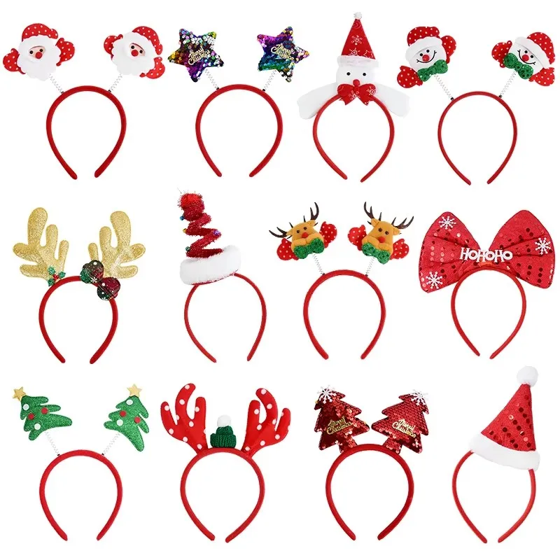 Christmas Headband Kids Adult Santa Claus Elk Hair Clip Disney Mouse Ears Headband Christmas Festival Party