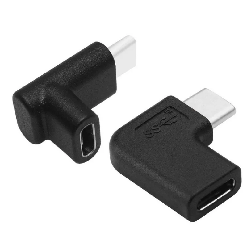 Adaptador de USB-C convertidor macho a hembra USB 3,1 tipo C de ángulo recto de 90 grados para conector portátil de teléfono inteligente Samsung Huawei