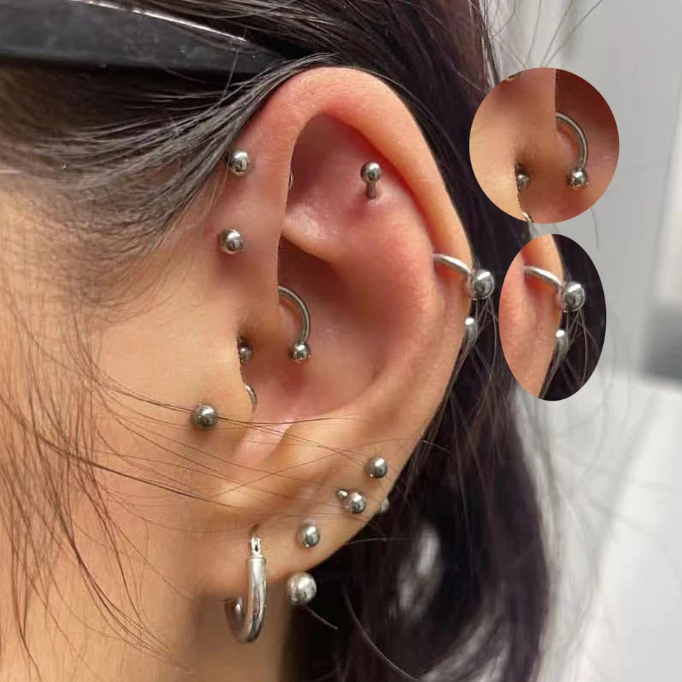Industrial Tragus And Daith Piercing Septum Piercing OuferJewelry