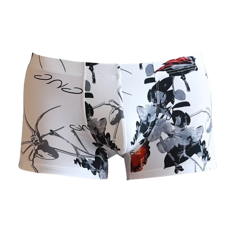 

Sexy Boxers Men's Panties Summer Shorts Ice Silk Underwear U Pouch with Print Boxer Man Undrewear Slip Underpants Briefs Gay Lot