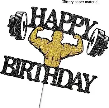 Personalized Weight Lifting Cake Topper Man Silhouette Weightlifter Party Happy Birthday Cake Decoration