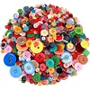 100Pcs 1-3cm Round Resin Buttons Mixed Color Button Kids Manual Button Painting 2/4Holes Button for DIY Craft Sewing Accessories 2