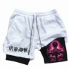 Itadori Yuji 2 in 1 Compression Shorts for Men Anime Jujutsu Kaisen Performance Shorts Basketball Sports Gym Shorts with Pockets 5