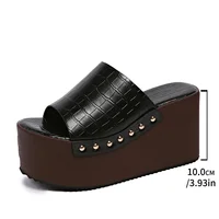 2025 Summer New Rivet Chunky Platform Wedges Women Mules Sandals Punk Thick Sole Slipper Sandals High Heels Sandales Femmes - Image 6