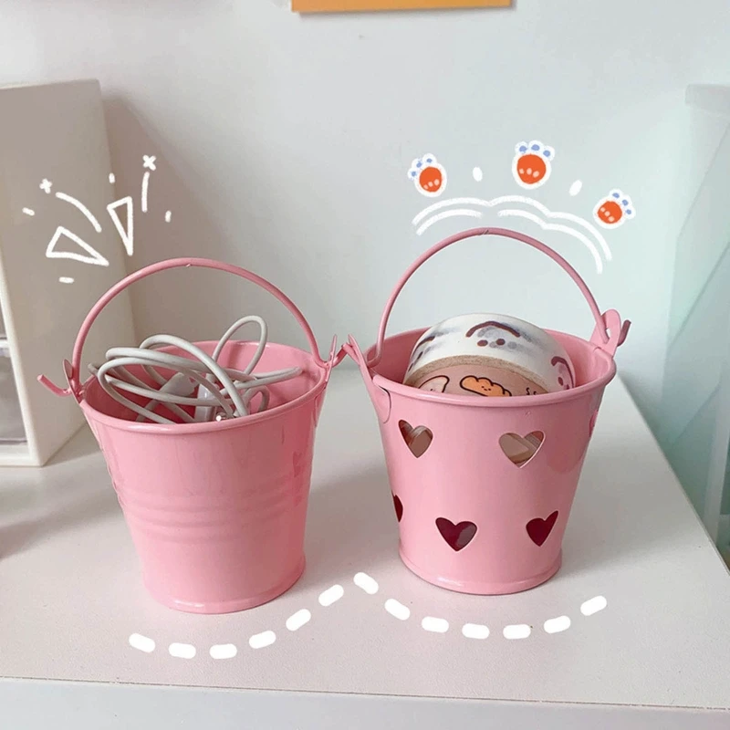 

Dropship Waterproof Makeup Brush Holder Pink Bucket Pencil Cup for Students Kids Gift