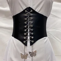 Mode femmes Corset large ceinture en cuir Pu minceur corps ceinture dames élastique taille haute ceinture gothique robe ceinture 5