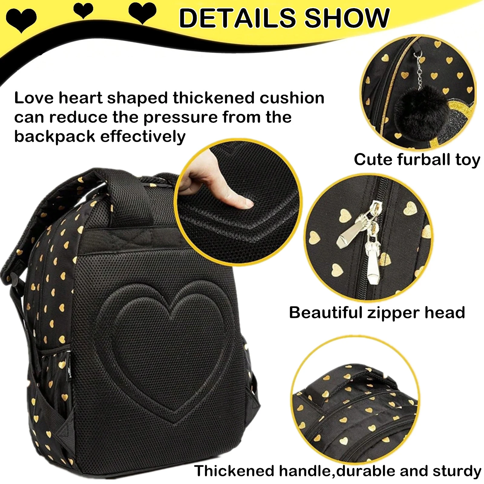 3PCS Kids Backpacks for Girls Cute Girls Backpacks Set with Lunch Box Pencil Case Elementary Students School Bag Kids Travel Bag 4