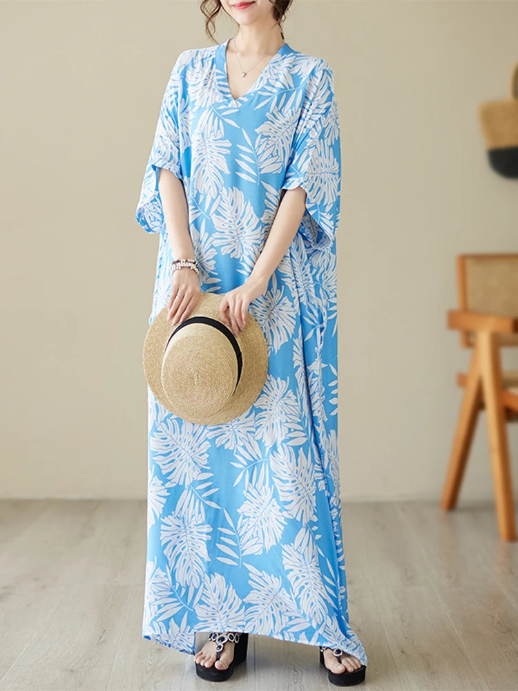 

Женское платье с принтом NYFS, Длинное свободное платье из хлопка и льна с коротким рукавом, для отдыха, лето 2023