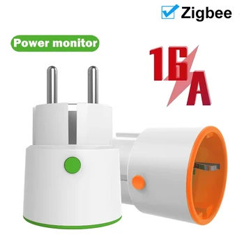 Tuya Smart Zigbee Plug Socket 3680W 16A Power Energy Monitoring Timer Switch EU Outlet Work With Tuya Hub Zigbee2mqtt 1