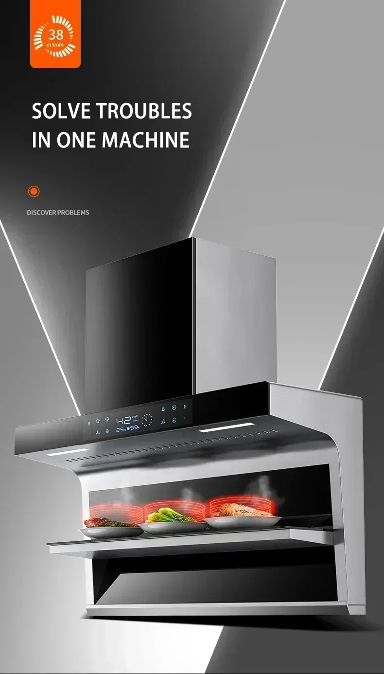 Home  7-shaped large air volume Range Hoods Large suction top side double suction range hood new style kitchen 3