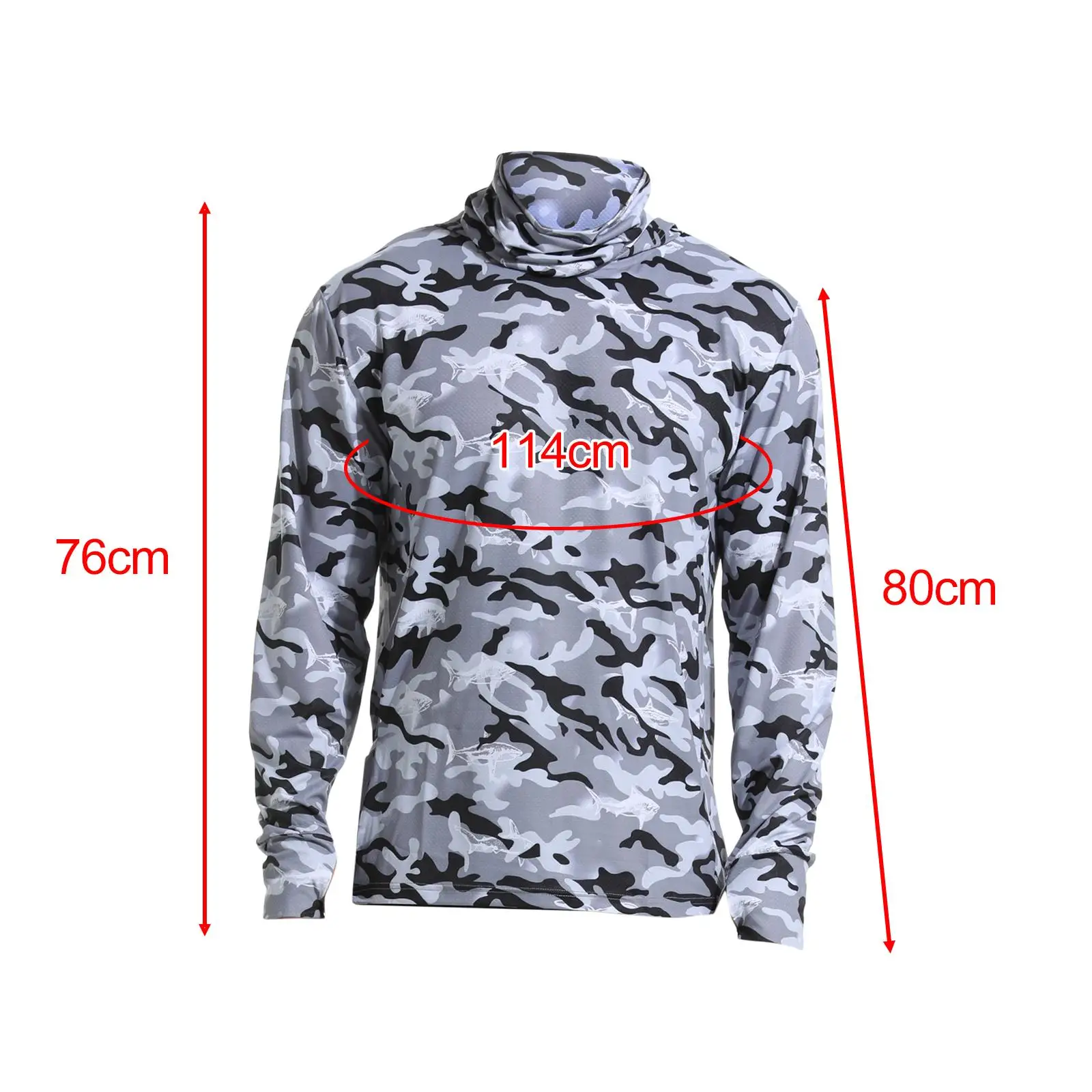 Men`s Sun Protection Hoodie Shirt Fishing Clothing Hooded Thin Comfortable