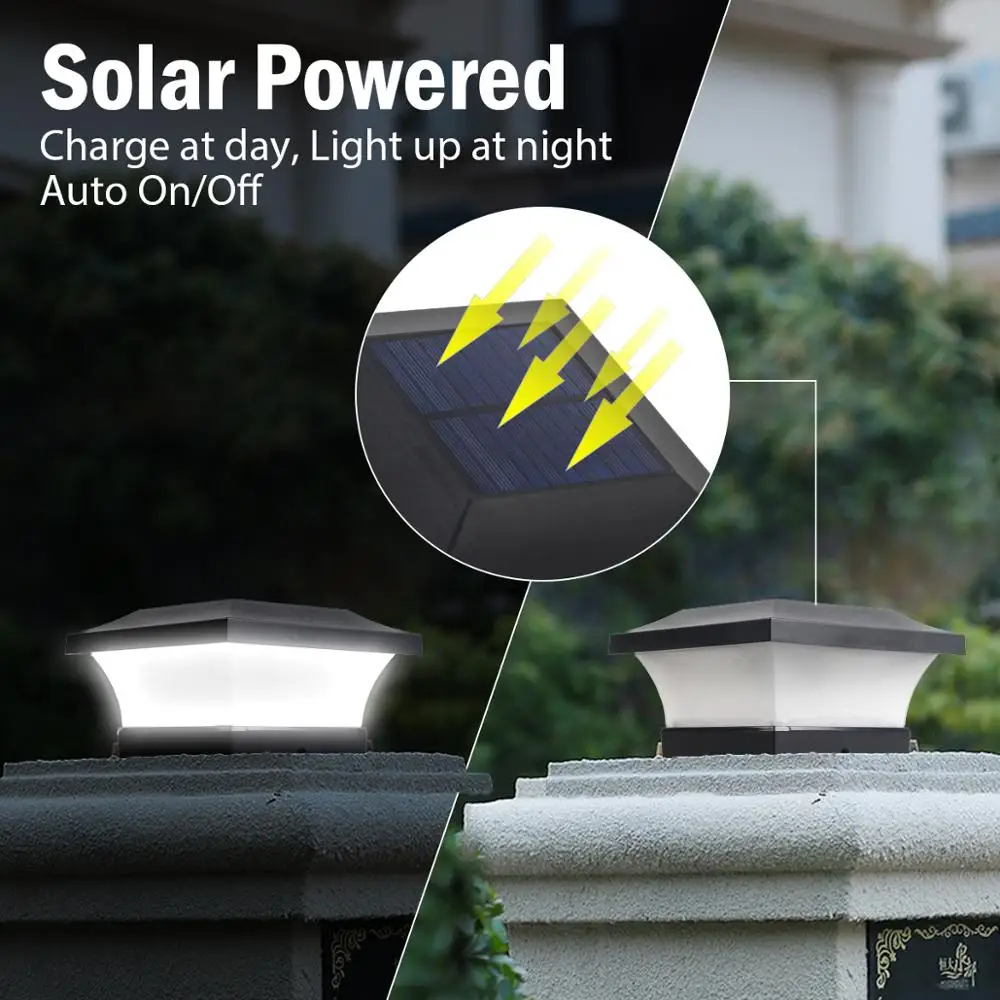 Outdoor Solar Lantern Fence Light IP65 Waterproof Solar Lamp For Garden Decoration Gate Courtyard Solar Powered Column Headlight led solar lights