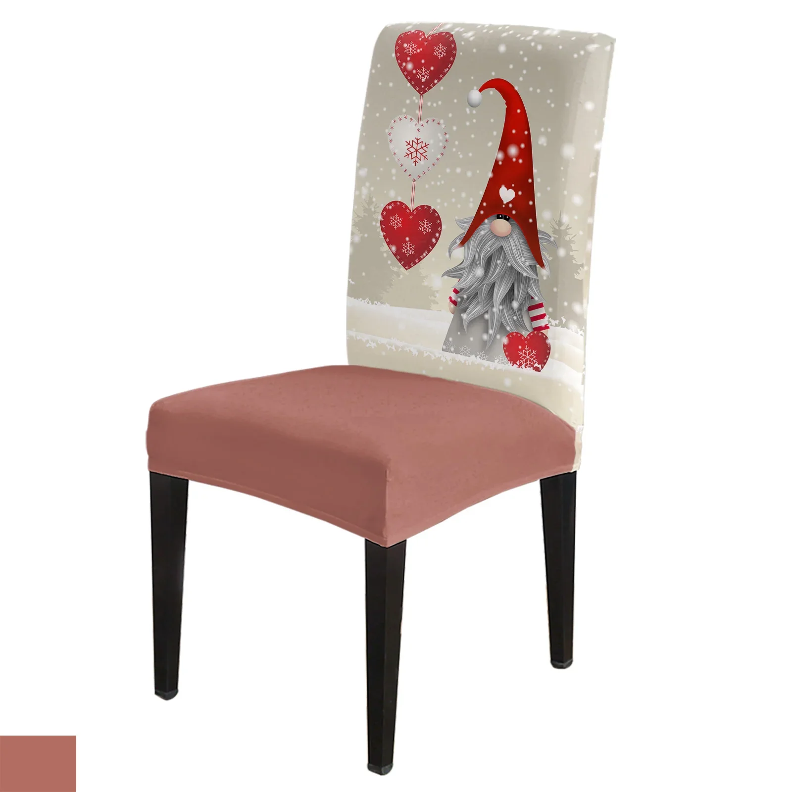 

Christmas Gnome Snowflake Love Heart Dining Chair Covers Spandex Stretch Seat Cover for Wedding Kitchen Banquet Party Seat Case