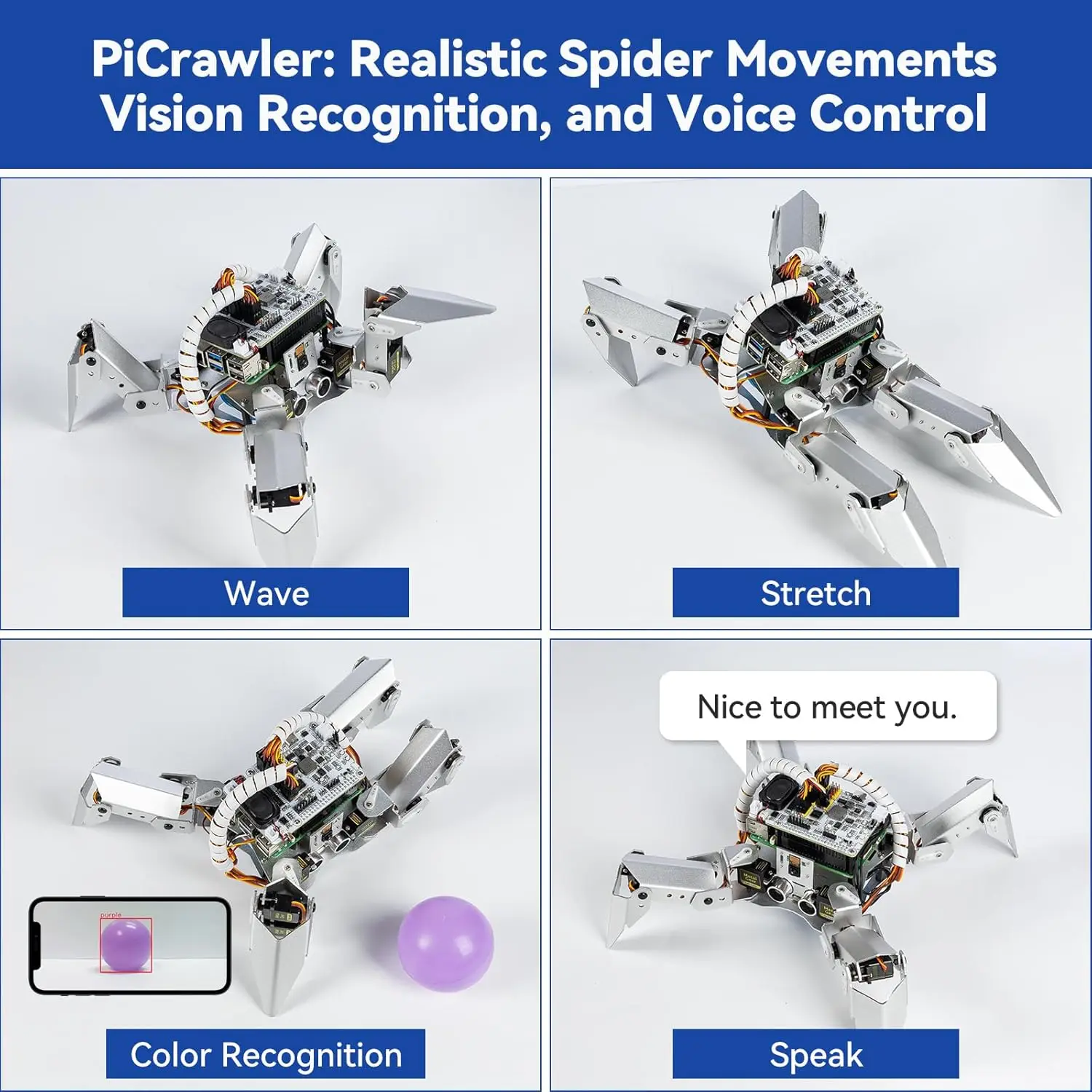 AI Robot Kit for Raspberry Pi with Voice Control, Video Recognition, App & FPV Camera, Python/Scratch Coding (RPi Not Included) 5