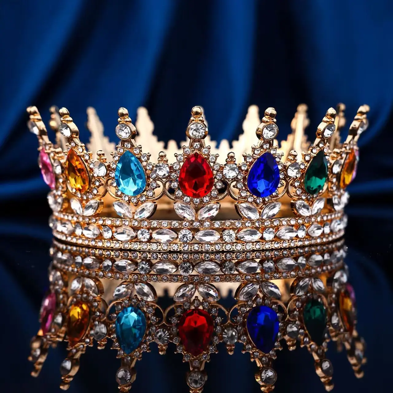Europäische Mode Prinzessin Tiara Barock Kristall Vollkrone König Tiar Hochzeit Festzug Haarkleid Zubehör – Detail 5