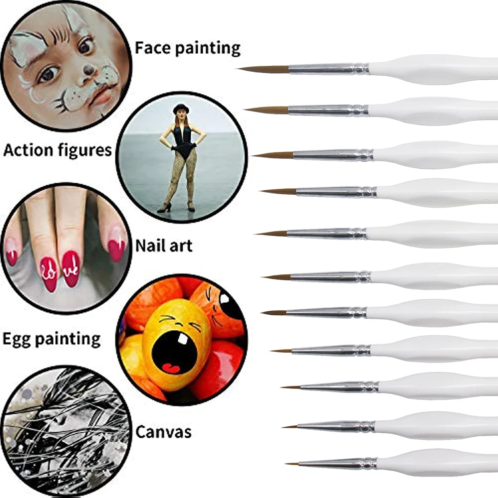 흰색 삼각형 자작나무 막대, 파인 네일 아트, 특별한 미니어처 라인 드로잉, 구아슈 컬러, 스트로크 오일 브러시, 후크 라인 펜, 11 개 세트