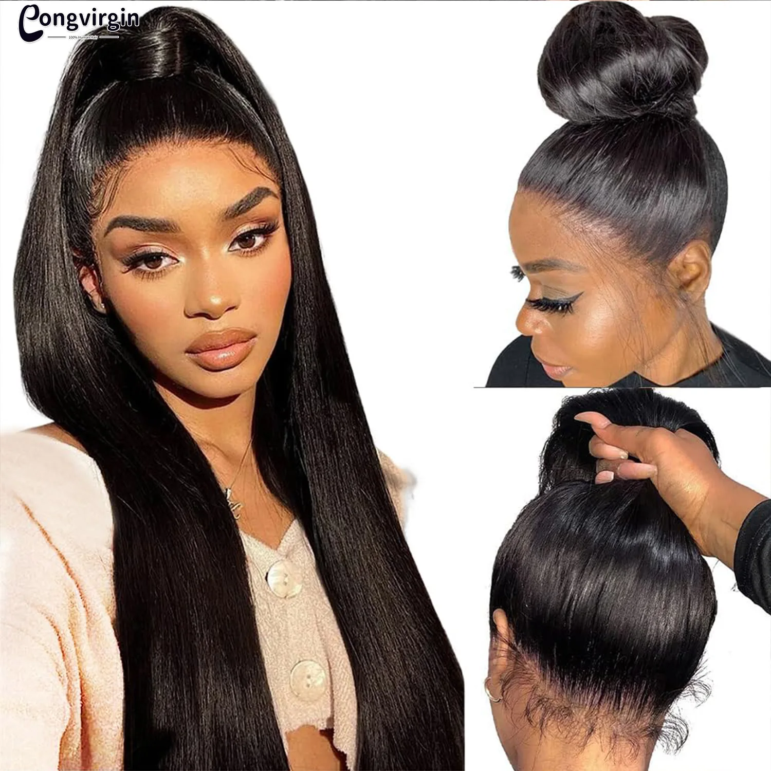 360 Lace Frontal Wig Brazilian Bone Straight HD Transparent Lace Front Human Hair Wigs For Black Women Pre Plucked Remy