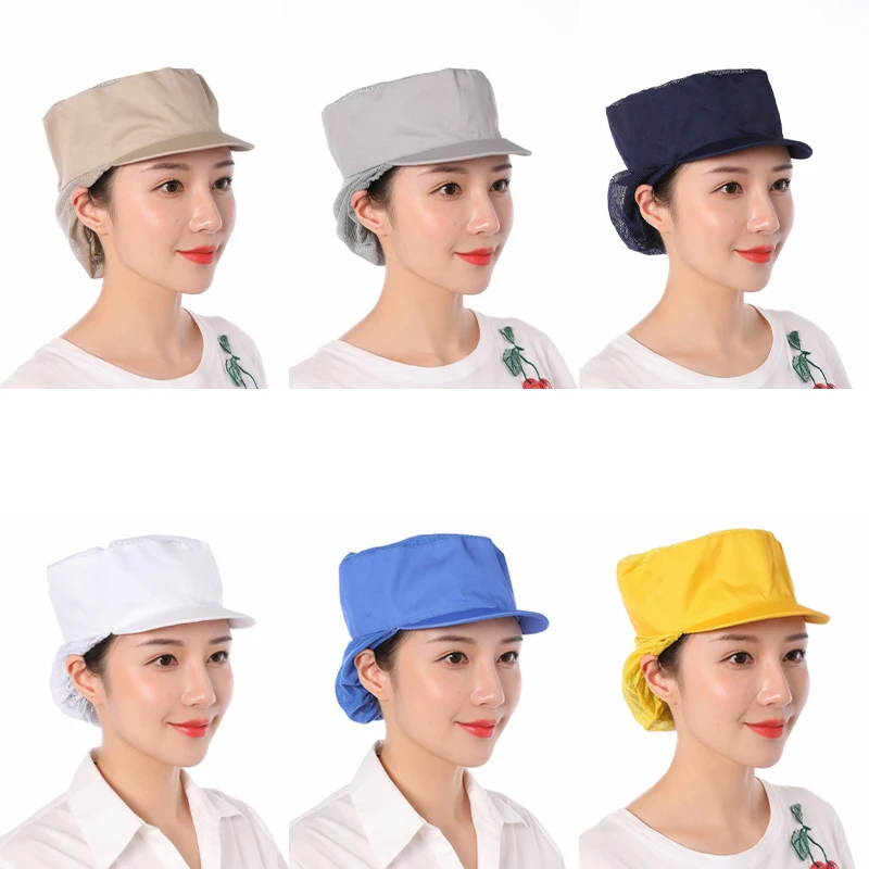 Factory Work Cap Dust-Proof Face Protection Sweat-Absorbing Breathable Food Net Cap Restaurant Kitchen Chef Waiter Work Hat