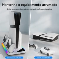 RGB Cooling Stand For PS5 Slim Console Gamepad Charging Base Headset Hook Game CD Storage Rack For PS5 Disc&Digital 5