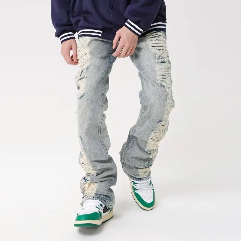 Ropa Grunge Y2K Streetwear Hole Ripped Baggy Jeans Pants Men Clothing Straight Hip Hop Gothic Denim Trousers Pantalon Homme
