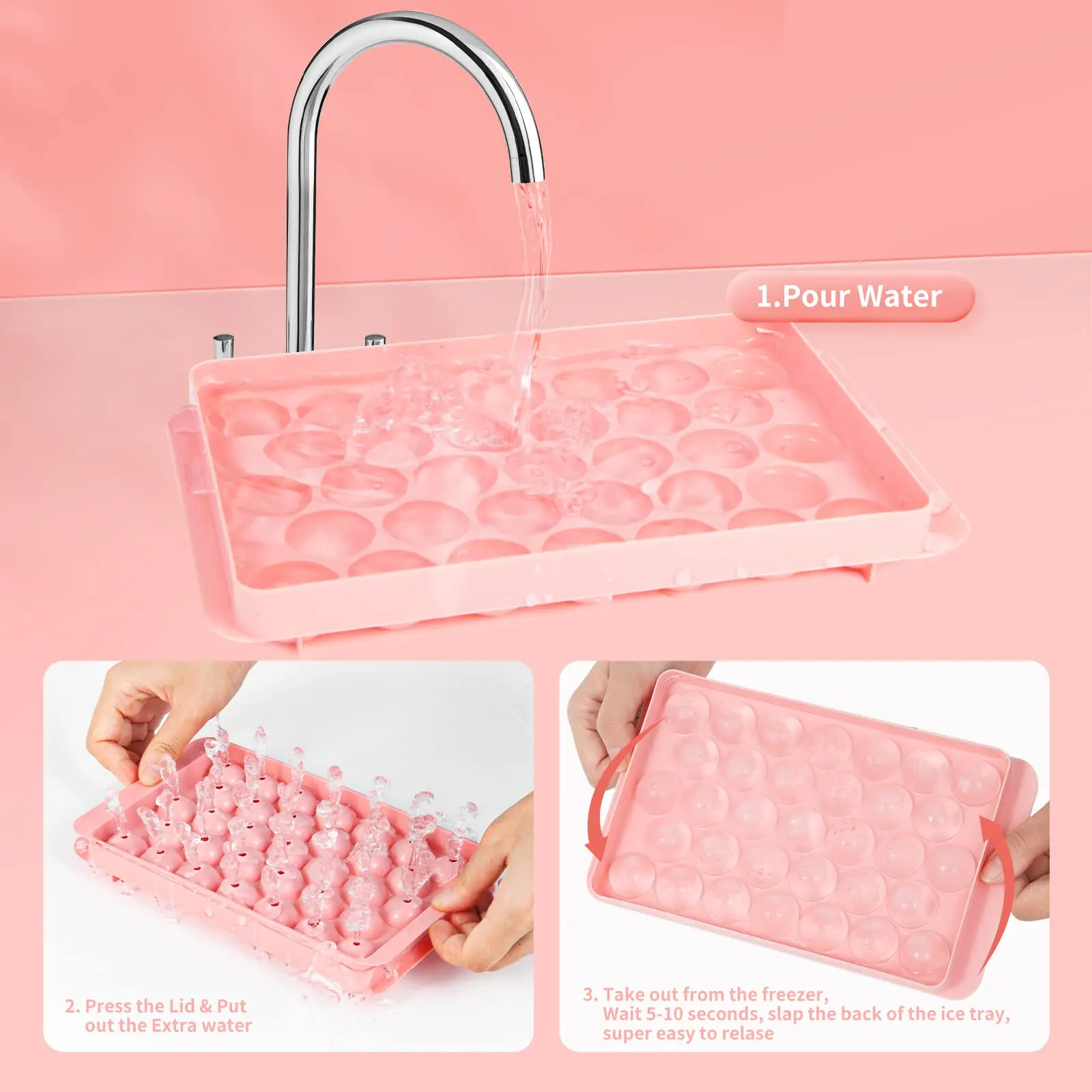 33PCS Round Ice Balls Ice Trays Freezer Easy Release Sturdy Small Pellet Ice Maker for Drinks Coffee Cocktails silicone ice cube maker