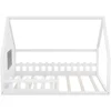 House Bed for Kids Full Montessori Floor Bed Wood Frame with Rails and Window, No Box Spring Needed, for Kids Teens Girls Boys 5