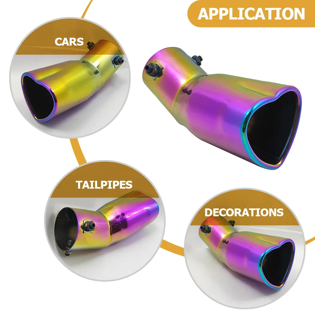 Cars Exhaust Tips Exterior Accessories for Women Heart Shaped Muffler Stainless Steel Heart-shaped Trailer Door Bumper Truck