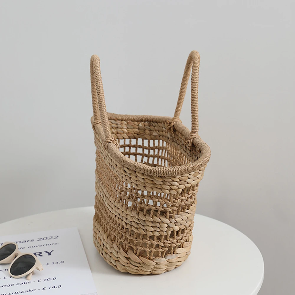 Bohemian Hollow Straw Basket Bag Handmade Woven Straw Bags Summer Handbag Bali Travel Rattan Beach Bag Large Shopper Tote Bags