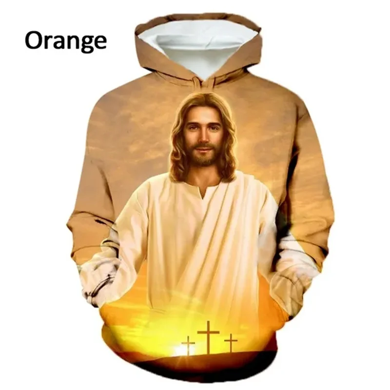 thumbnail image 1 of Sudadera con capucha con estampado 3D de Dios Jesús y la cruz de la fe cristiana, sudadera de moda para niños, unisex, jersey de invierno de El Redentor, 1 of 5