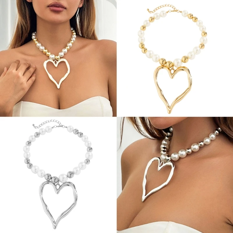 

Heart Necklace Stylish Bead Necklace Love Necklace Suitable for Party Daily Wear