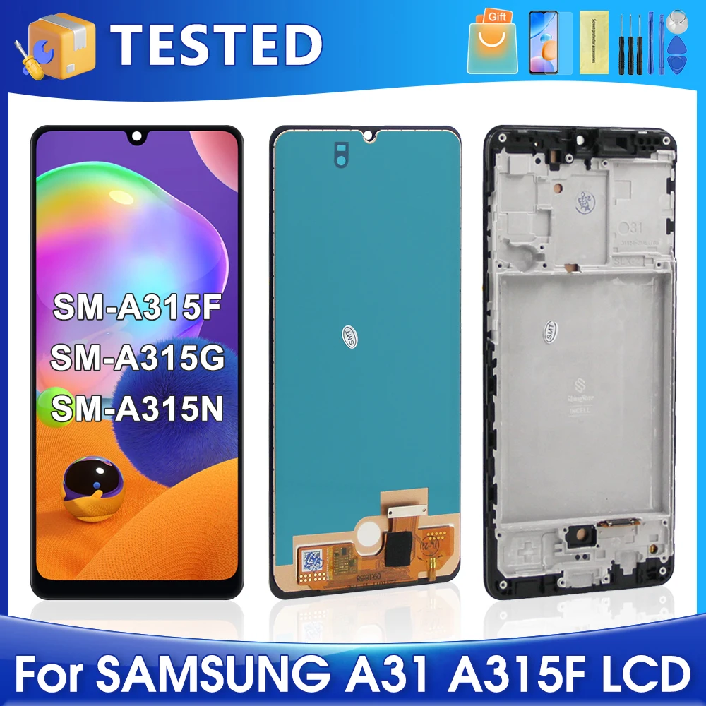 Жк-дисплей 6,4 'A31 для Samsung A315 A315F A315G/DS A315G A315N, сменный сенсорный экран с цифровым преобразователем в сборе