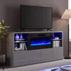 Modern High Gloss 68" Fireplace TV Stand,Entertainment Center for TVs Up To 78",TV Console Cabinet with Adjustable Glass Shelves 1