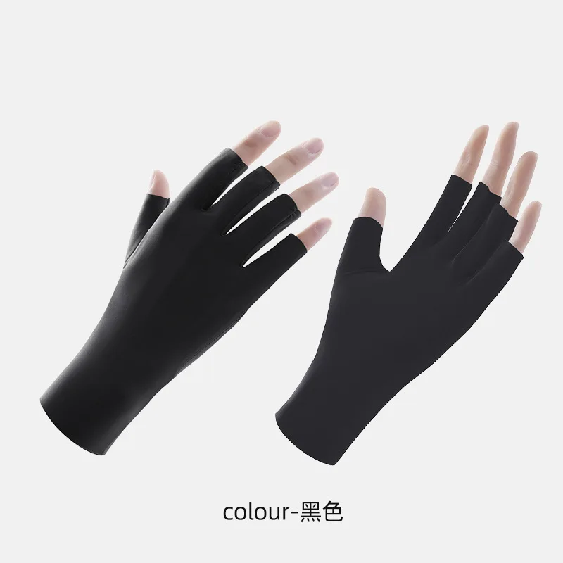 New 1pc Thin Sunscreen Gloves Fashion Slip Resistant Anti-UV Mittens Solid Color Elastic Sun Protection Gloves Outdoor