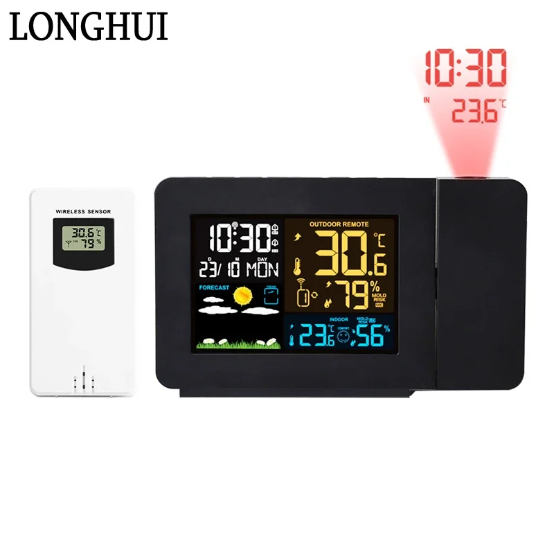 

3391 Color Screen Weather Forecast Time Projection Alarm Clock Weather Station LED Temperature Humidity Digital Electronic Clock