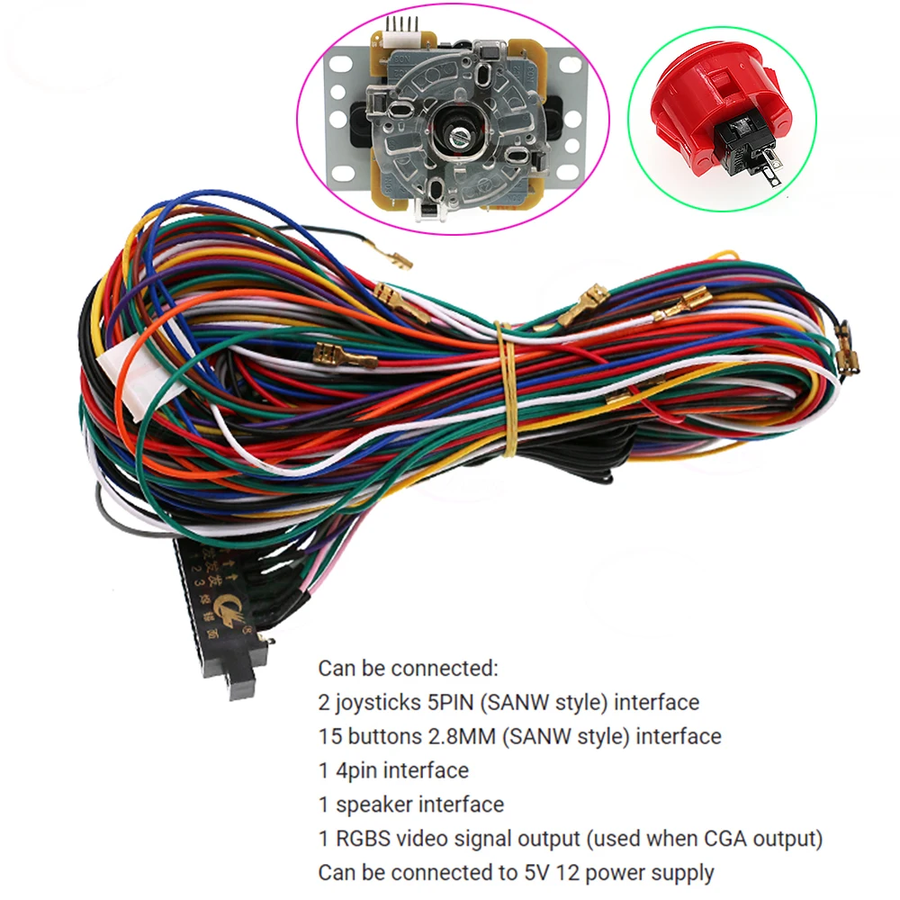 Conector de 28 pines, arnés de cables Jamma Loom para caja de arcade, tablero de juego, botón de joystick, gabinete Neo Geo, interfaz de chasis de video con monedas