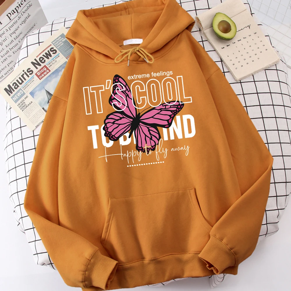 

It'S Cool To Be Kind Happy To Fly Always Print Hoodies For Men Casual Warm Sweatshirt Retro Fleece Tops Funny Fashionhoodie Male