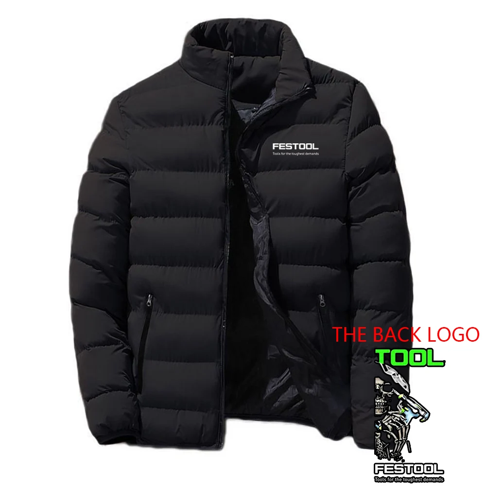 Festool 2023 men's autumn and winter new slim four-color cotton-padded jacket collar cardigan design cotton-padded jacket