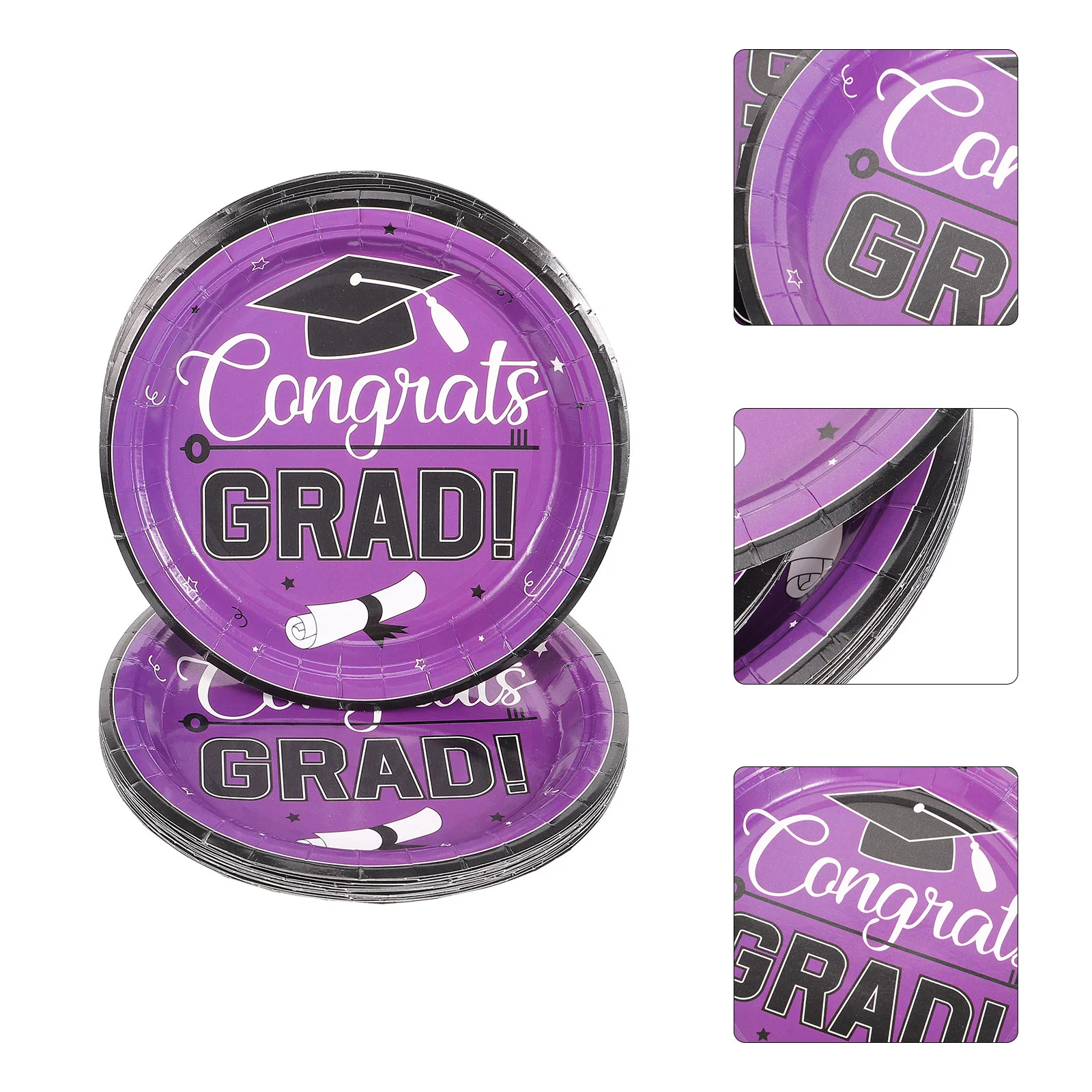 24 Pcs Graduation Party Supplies Disposable Plates Paper Plates 7 Inch Disposable Class of Festive Tableware