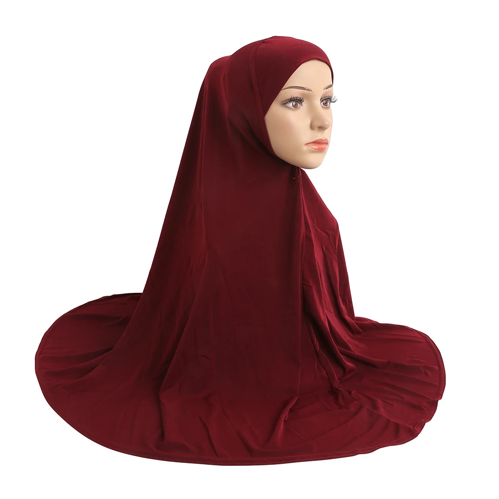 H023 Adults good size 90*80cm plain pray hijab muslim hijab scarf islamic headscarf hat armia pull on headwrap 6