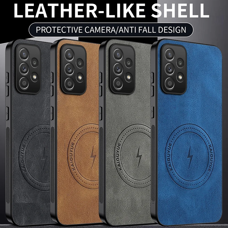 Magnetic Leather Matte Shockproof Phone Case - Soft Protective Cover