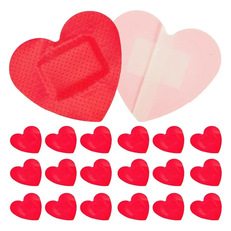 Medical Bandaids 20pcs/set Red Heart Band Aid Waterproof Breathable Wound Plasters Heart Shaped Children Kids Skin Patch Concert Body Stickers