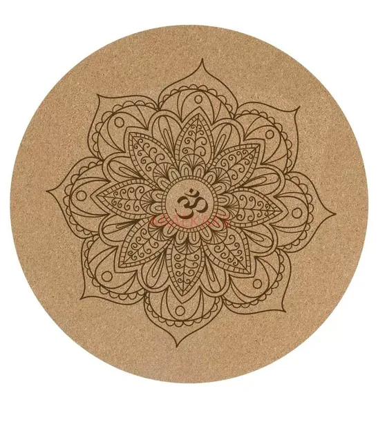 Cork circular yoga mat for meditation, small size inverted flat support pad