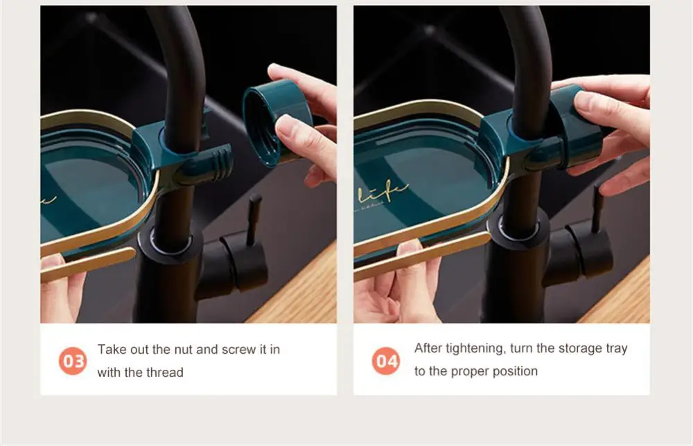 Description Picture 6 of itemKitchen Space Aluminum Sink Drain Rack Sponge Storage Faucet Holder Soap Drainer Shelf Basket Organizer Bathroom Accessories