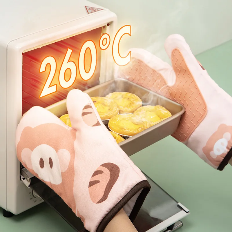 

Kitchen Insulated Gloves Heat-Resistant Anti-Scald Thickened Microwave Oven Mitts Oven Special Baking Gloves