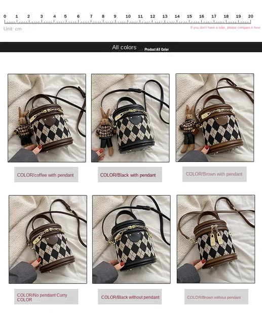 ショルダーバッグ・ポシェット Lattice Cowhide Bucket Bag (4 COLOR) ショルダーバッグ・ポシェット Lattice Cowhide Bucket Bag (4