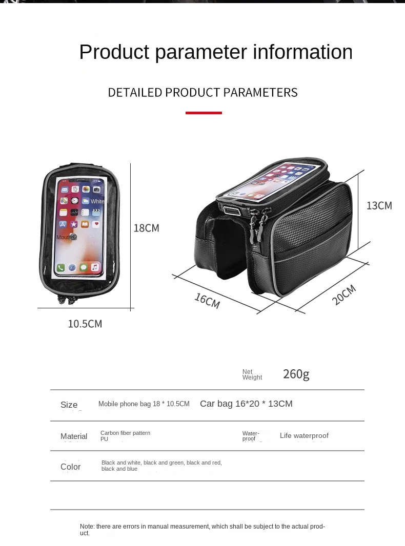 Description Picture 3 of itemBike Bags Road Bike Riding Gear Accessories Large Capacity Touch Screen Handlebar Front Tube Waterproof Mobile Phone Bag