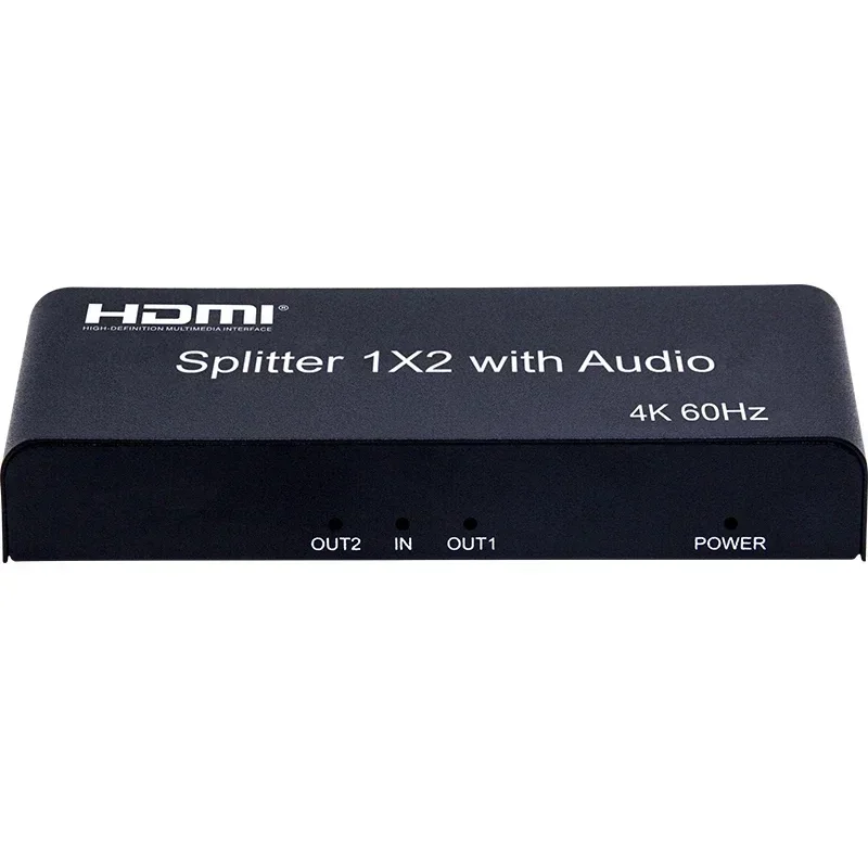 HDMI 2.0 Splitter 1x2 4K 60Hz Audio Extractor Video Converter 1 in 2 Out Dual Display Adapter For Laptop PC To TV Monitor