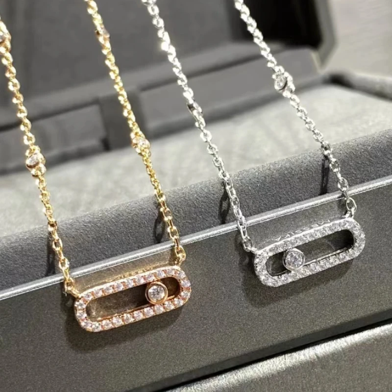 

European Luxury Jewelry Move Series Silver 925 Women's Necklace with Zircon Sliding Design for Daily Wearing Festival Gifts