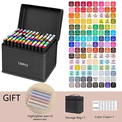 Vibrant Colors Dual Tip Permanent Art Markers for Illustration and School Supplies (120PCS)