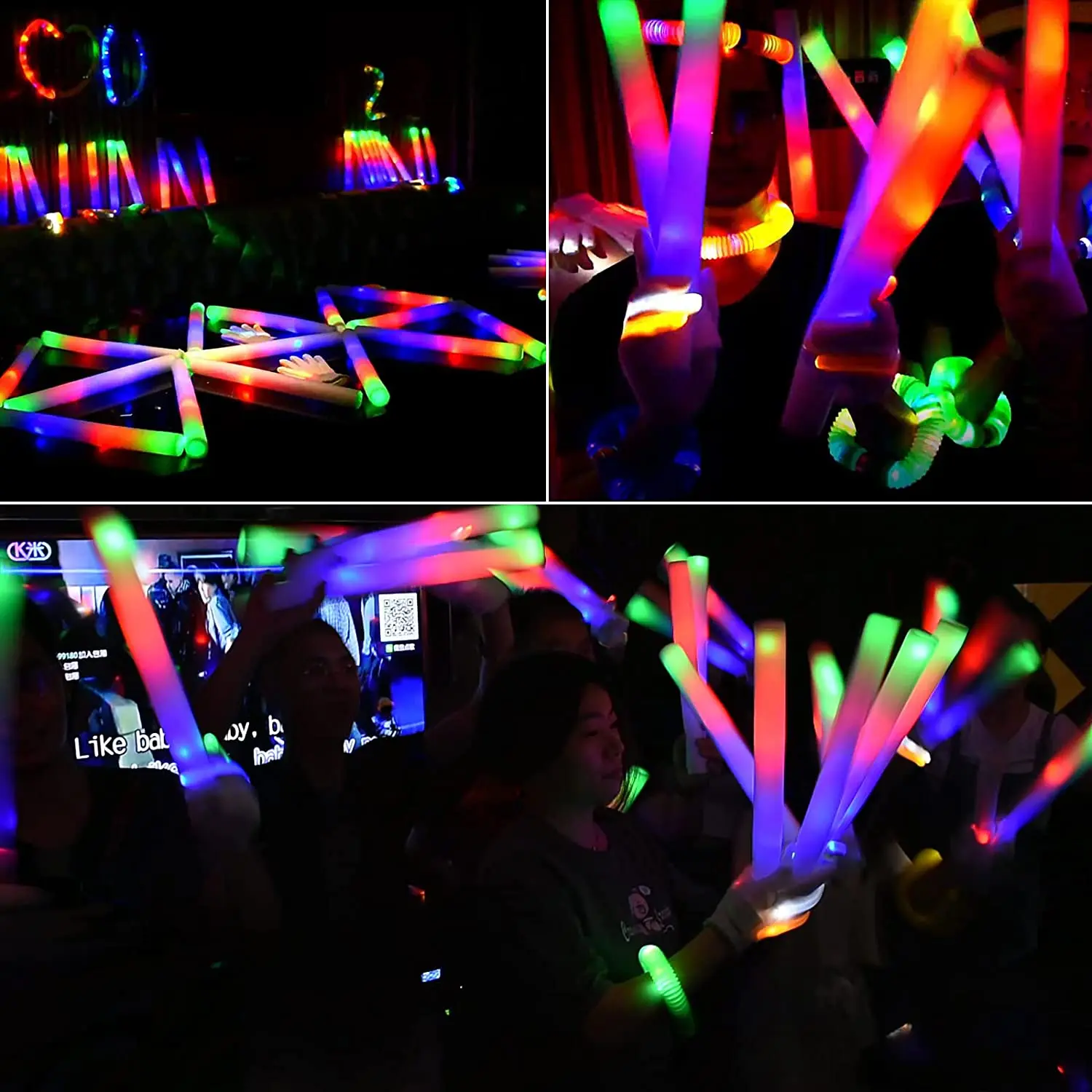 Barra luminosa de neón para concierto, palos de luz fluorescente para  decoración de fiesta, esponja luminosa de colores - AliExpress